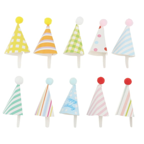 FRCOLOR 50Pcs Cake Decorations Birthday Cake Hats Toppers Paper Party Supplies