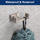 thumbnail image 3 of Gancho doble para toalla de baño, soporte cuadrado de acero inoxidable SUS304, gancho doble resistente a la corrosión para baño, sala de estar, cocina, montaje en pared, paquete de 2 (cepillado), 3 of 5