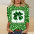 thumbnail image 2 of Goodeals Funny St Patricks Day Blouses Women Shamrock Graphic Tees Casual Fashion 3/4 Length Sleeve T Shirts Round Neck Loose Fit Tunic Tops(Green,M), 2 of 5