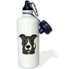 3dRose Funny Grey Pitbull Puppy Dog Cartoon, Sports Water Bottle, 21oz