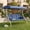 Blue, variant on Dayalane 3-Seat Patio Porch Swing with Canopy, 2-in-1 Convertible Outdoor Swing Bed for Adults, Heavy Duty All-Weather Metal Swing Chair with Cup Holders Pillows for Backyard, Garden,Grey