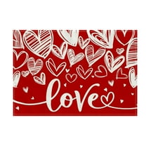 FYTPOV Linen Placemats, Romantic Valentines Placemats for Kitchen and Dining, Valentines Day Decorations, Christmas Placemats for Party Home Decor, Table Decor, 18x12 in