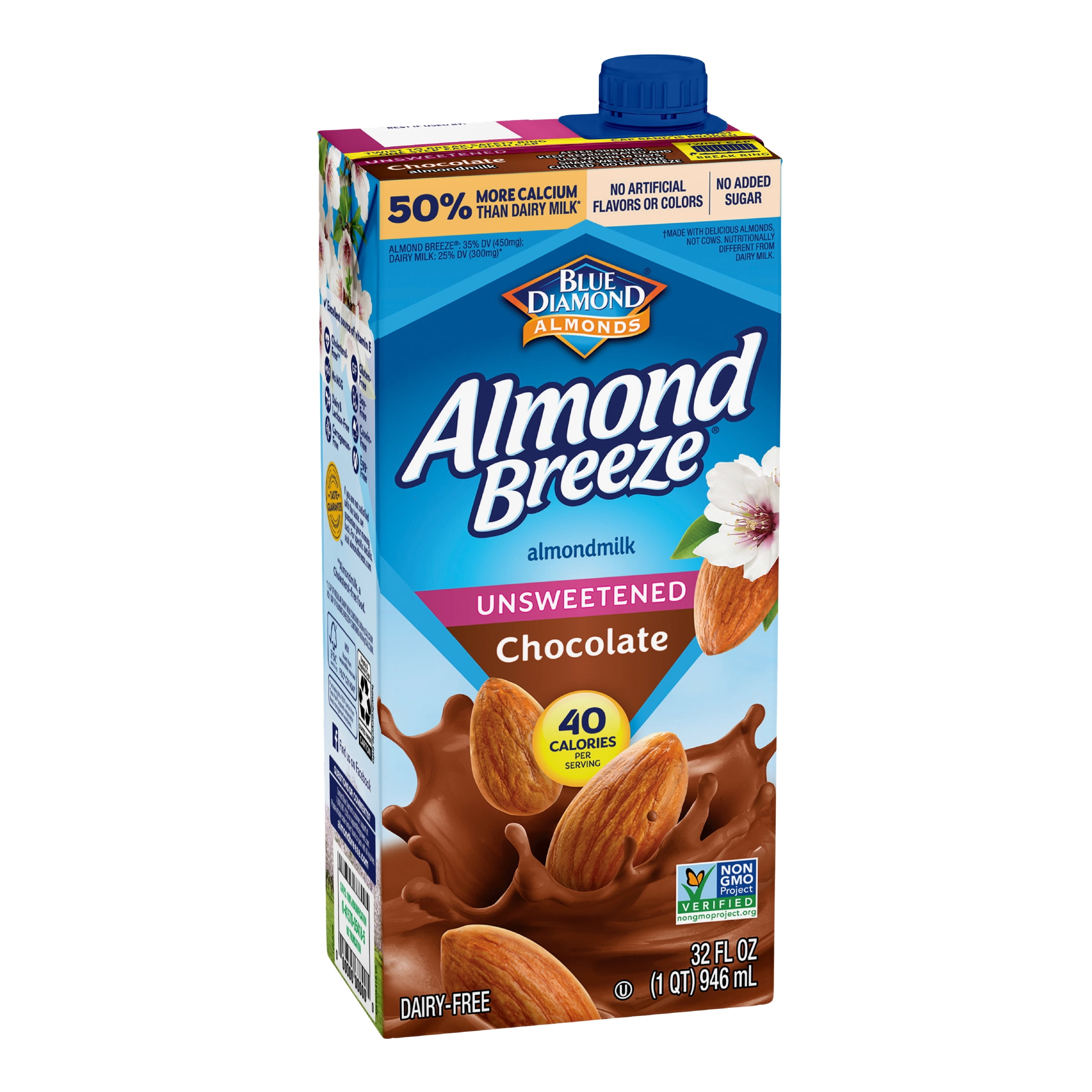(2 pack) Almond Breeze Shelf-Stable Unsweetened Chocolate Dairy-Free Almondmilk, 32 oz