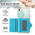 thumbnail image 4 of For iPhone 7 / 8 / SE 2022 & 2020 Marble Patterned Case with Card Holder, Back Folio Kickstand PU Leather + Soft Crystal Bumper Edge, Magnetic Clasp Back Cover,Green, 4 of 6
