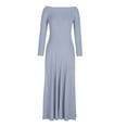 thumbnail image 6 of Diufon Womens Fall off Shoulder Dresses Casual Long Sleeve Maxi Dress Solid Color Breathable Dress, 6 of 6