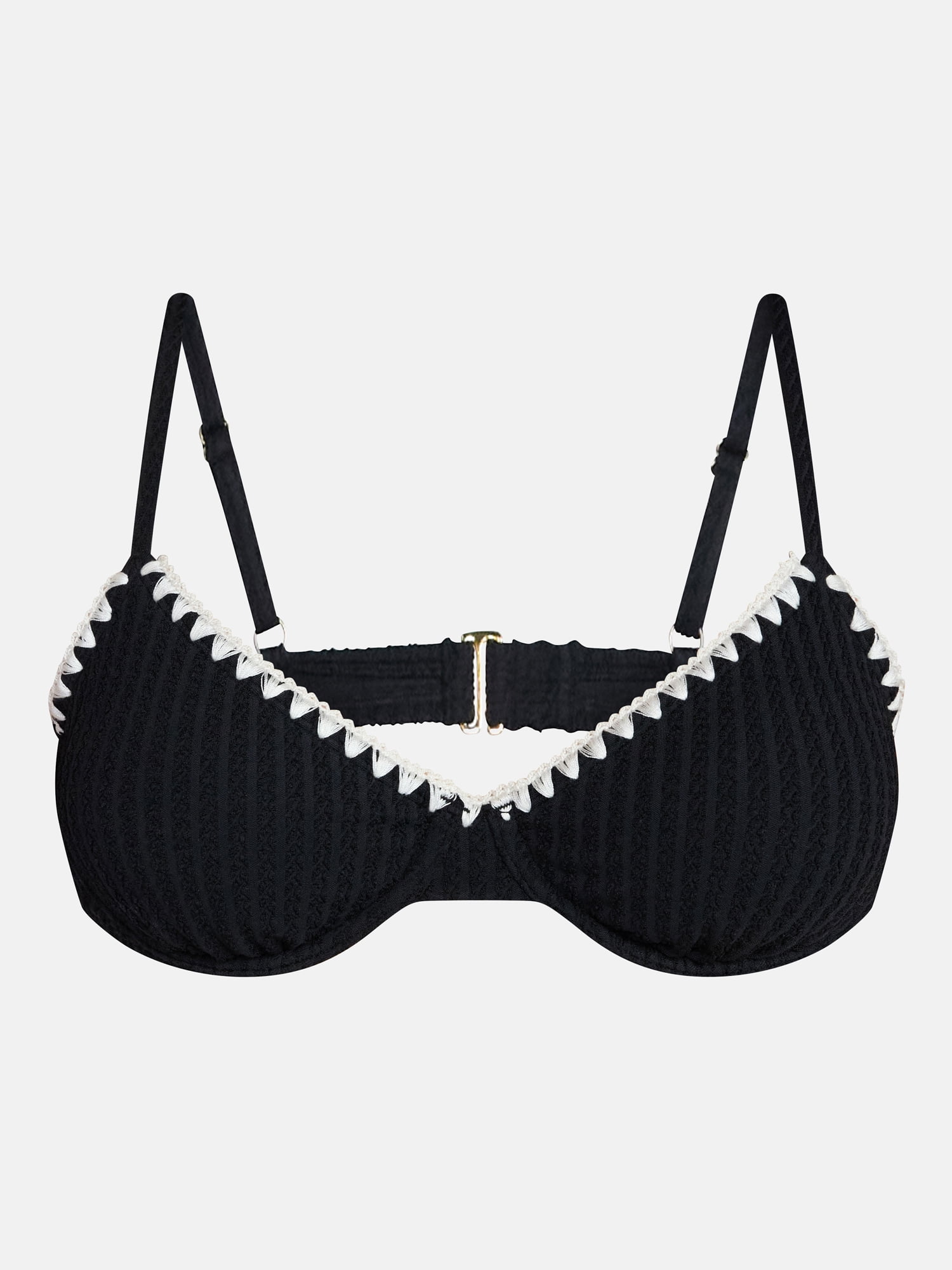 Time and Tru Women's and Women's Plus Demi Underwire Bikini Top with Contrast Trim, Sizes XS-3X