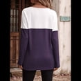 thumbnail image 4 of Camisetas de Punto Gofre para Mujer, Camisetas de Larga con Bloques de Color y Detalle de Botones, Túnicas Púrpura M, 4 of 10