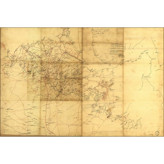 24"x36" Gallery Poster, Map field occupation Army of the Potomac 1863