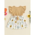 thumbnail image 5 of Musuos Toddler Girls A-line Dress, 9 12 18 24M 3 4Y Fly Sleeve Crew Neck Bow Chicken Print Casual Summer Dress, 5 of 10