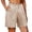 Khaki, variant on TIANZEN Womens Casual Solid Cargo Pants Shorts Zipper Button Pockets Pleated Casual Pants Womens Athletic Shorts Pack Ski Pants Women Short