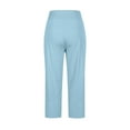 thumbnail image 3 of Fesfesfes Women's High-Waisted Cropped Pants Slim Side Slits Fitness Pants with Pockets Solid Color Soft Stretch Casual Daily Wearing(Blue,M), 3 of 5