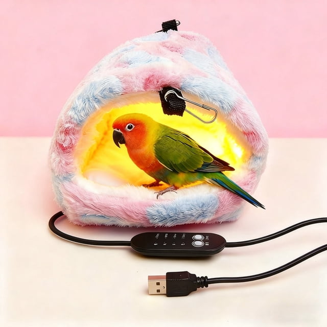 Heated Hanging Bird Cozy Warm For Parrots Conures Small Birds With Chewable Rope