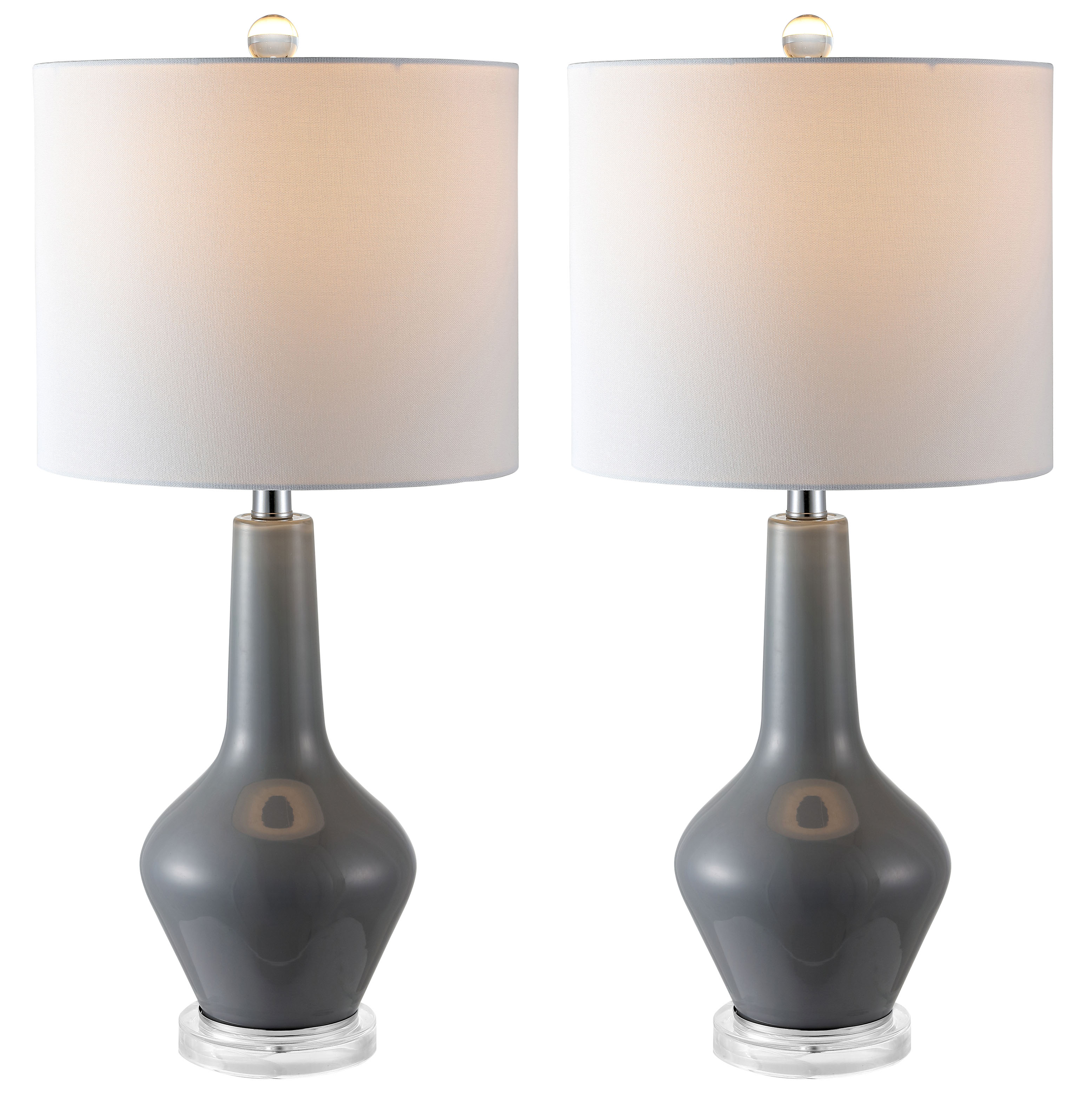 SAFAVIEH Velor 24 in. H Modern Glass Table Lamp, Smoked Grey