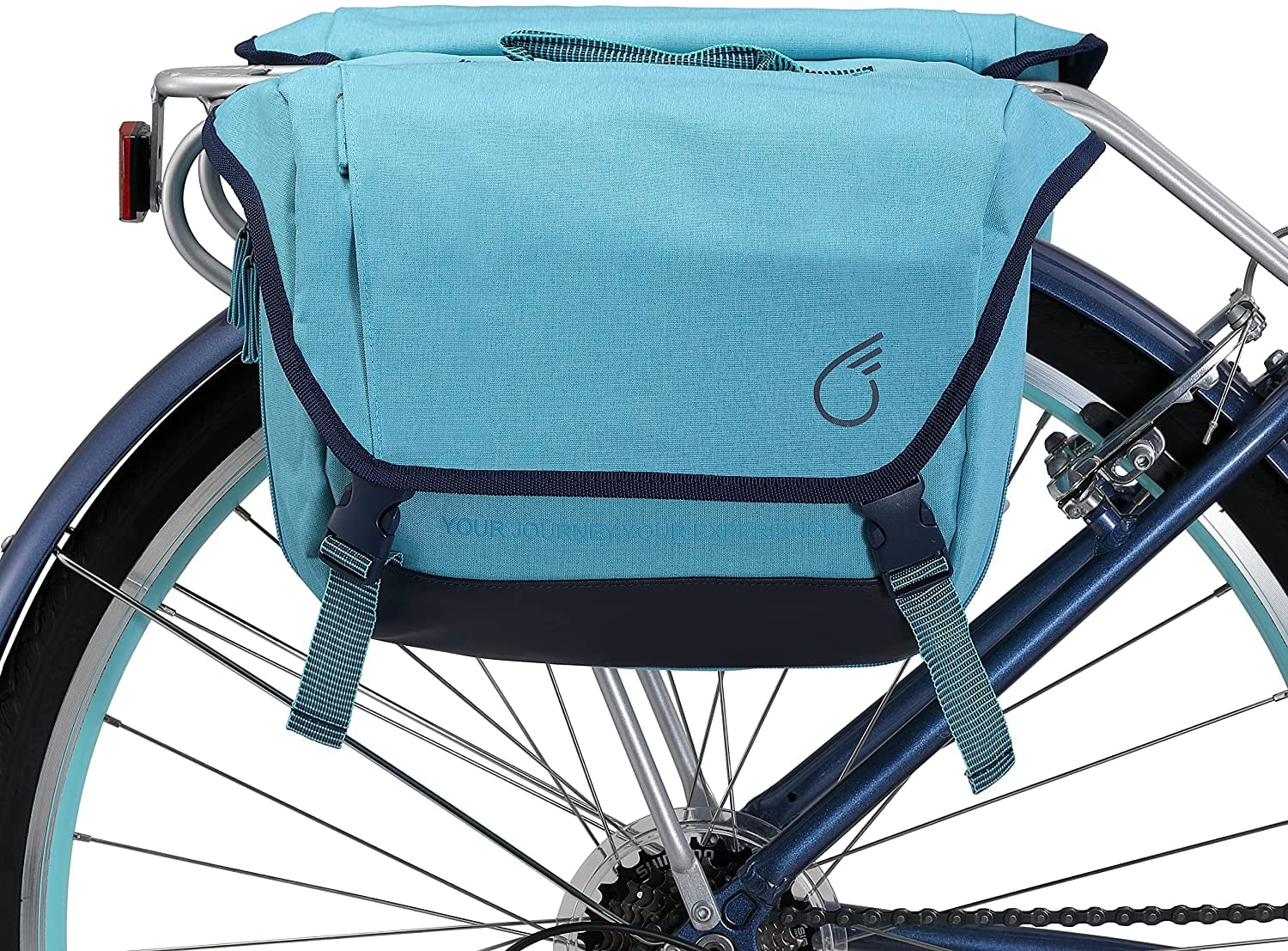 sixthreezero Bike Bag Rear Rack, Waterproof Bicycle Pannier, Double Sided, Carry Handle, Light Blue