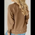 thumbnail image 4 of Sudadera Informal de Larga con Cuello Redondo para Mujer, Sudadera Holgada Marrón L, 4 of 8