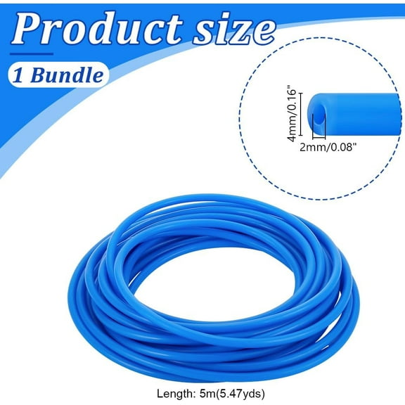 1 bundle 5M Silicone High Temperature Resistant Hose Tubing Blue 4mm Inner Diameter: 2mm
