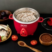 AROMA® 6-Cup (Cooked) / 1.2Qt. Select Stainless® Rice & Grain Cooker, Red, New, ARC-753SGR
