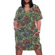 thumbnail image 1 of Vestido con estampado Floral moderno ropa de graduación verde hierba azul marino rojo bolsillo Suelto, 1 of 6
