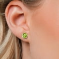 thumbnail image 3 of Gem Stone King 14K White Gold Green Peridot Stud Earrings for Women | 4.14 Cttw | Gemstone August Birthstone | Round 8MM, 3 of 6