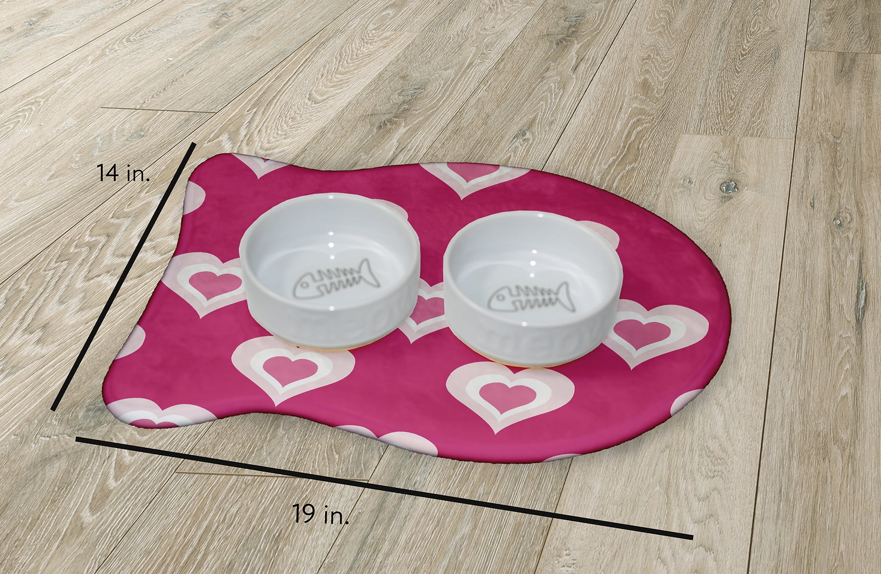 Simply Daisy Burnin' Love Fish Shape Pet Feeding Mat for Cats