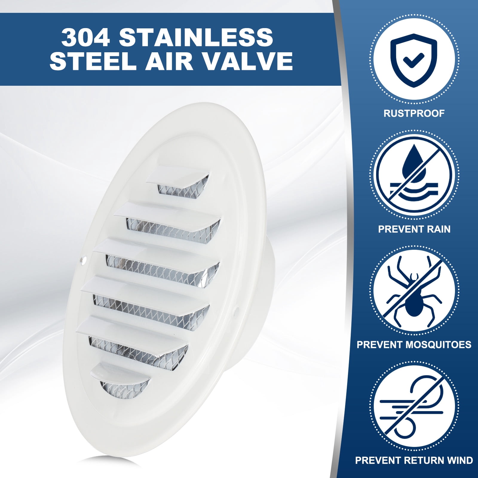 Uxcell Round Air Vents Cover 304 Stainless Steel Louver Grille for Ceiling Mount White 3 Inch