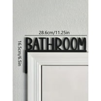 Chic Metal Wall-Mounted Bathroom Sign - Exquisite Decorative Graphic Letter and Number Wall Sculpture for Home Decoration. Farmhouse-Themed Over-The-Door Bathroom Topper