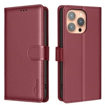 for iPhone 16 Pro Max Wallet Case, with [RFID Blocking] Card Slots Strong Magnetic PU Leather Flip Fold Protective Adjustable Kickstand Phone Case for iPhone 16 Pro Max - Red