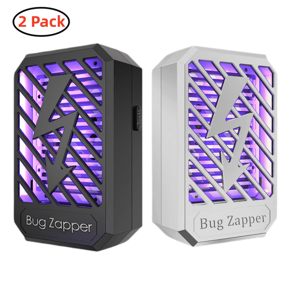 2 Pack Bug Zapper - Indoor Bug Zapper for Home Plug in - Electronic Mosquito Flying Insects Killer - Black&White