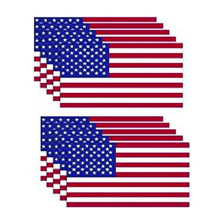 10 Pack American Flag Stickers - Made of 3M Vinyl - USA Patriotic Stickers - Bubble-Free Adhesive - Dishwasher Safe