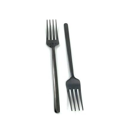 

6pc Stainless Steel Black Flatware Set Dinner Forks