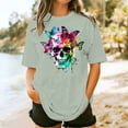 thumbnail image 5 of Inverlee Plus Size Short Sleeve Tops for Women Fashion Skull Print Round Neck Tees Casual Comfy Loose Fit T-shirts, 5 of 5