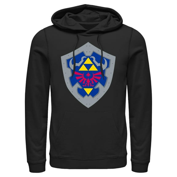 Men's Nintendo Legend of Zelda Hylian Shield Pull Over Hoodie Black Small