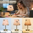 thumbnail image 3 of Modern Minimalist Cone Desk Lamp Antique Bronze Base & Linen Shade Bedside Table Lamp for Bedroom Living Room, Office, Dorm Pink and Peach Halloween Pattern Small, 3 of 7