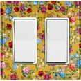 thumbnail image 1 of Metal Light Switch Plate Outlet Cover Colorful Floral Garden Wallpaper Yellow ROS038, 1 of 13