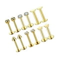 thumbnail image 1 of 16G Steel Lip Bar Labret Lip Stud Lip Rings Tragus Stud Stainless Steel Body Jewelry Piercing Jewelry Golden, 1 of 7