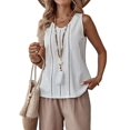 thumbnail image 2 of Linen Tank Tops for Women Summer Casual Loose V Neck Sleeveless Shirts Blouses Tunic Tops White L, 2 of 9