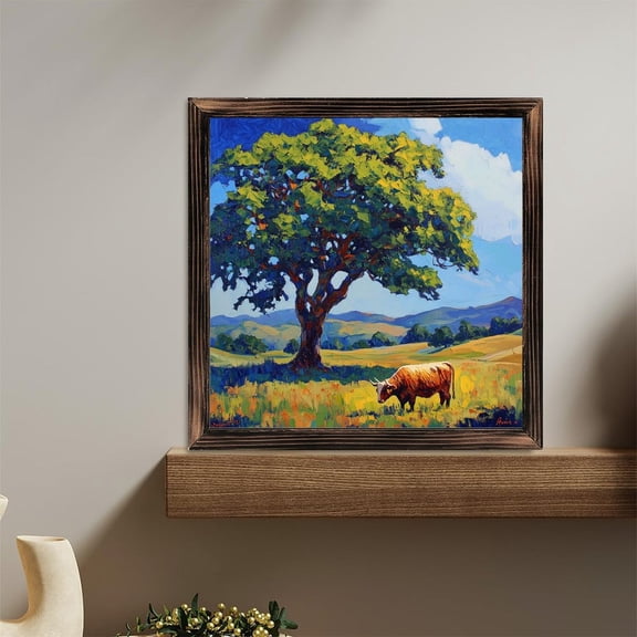 Landscape Cow Tree Art Wooden Sign Wall Plaque - Vintage Art Decoration, Wall Decoration - Ideal Gift For Home Decoration, Living Room, Bathroom, Bedroom, Garden, Dining, Bar, Cafe, Festival Party