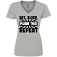 thumbnail image 3 of Inktastic Eat, Sleep, Muay Thai, Repeat Women's V-Neck T-Shirt, 3 of 5