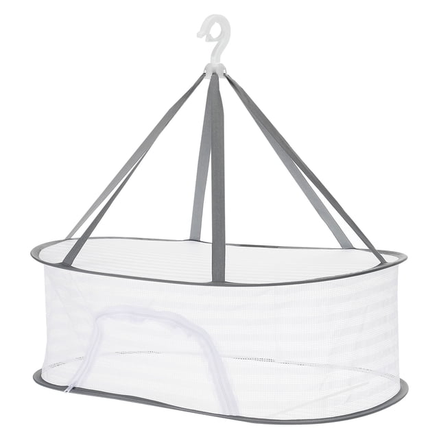 Unique Bargains Folded Mesh Clothes Hanging Dryer, 1-Tier Sweater Drying Rack, White