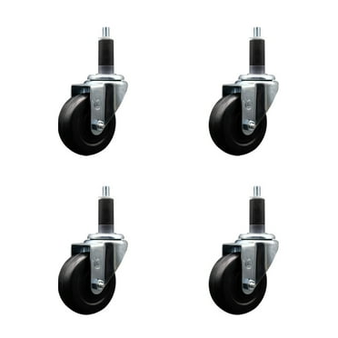 3.5 Inch Hard Rubber Wheel Swivel 1-1/8 Inch Expanding Stem Caster Set SCC