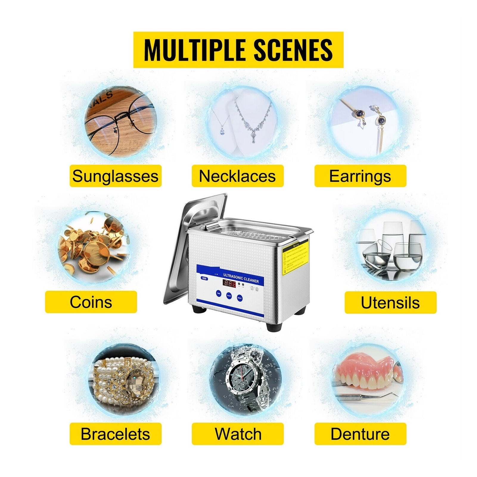 800ml Ultrasonic Cleaner Portable Washing Machine 35W Mini Dishwasher Lave-Dishes Ultrasound Bath Sonic For Home Appliance ,Strong Cleaning