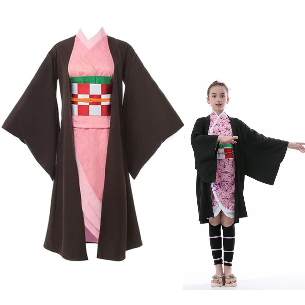 6PCS Kamado Nezuko Costume Kids Anime Demon Slayer Kimetsu no Yaiba