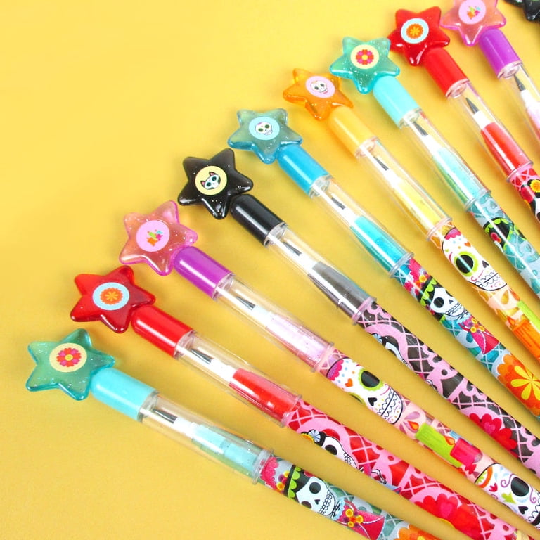 TINYMILLS 24 Pcs Safari Animal Push Pencils - Stackable, No-Sharpen With Eraser, For Party Favors & Classroom
