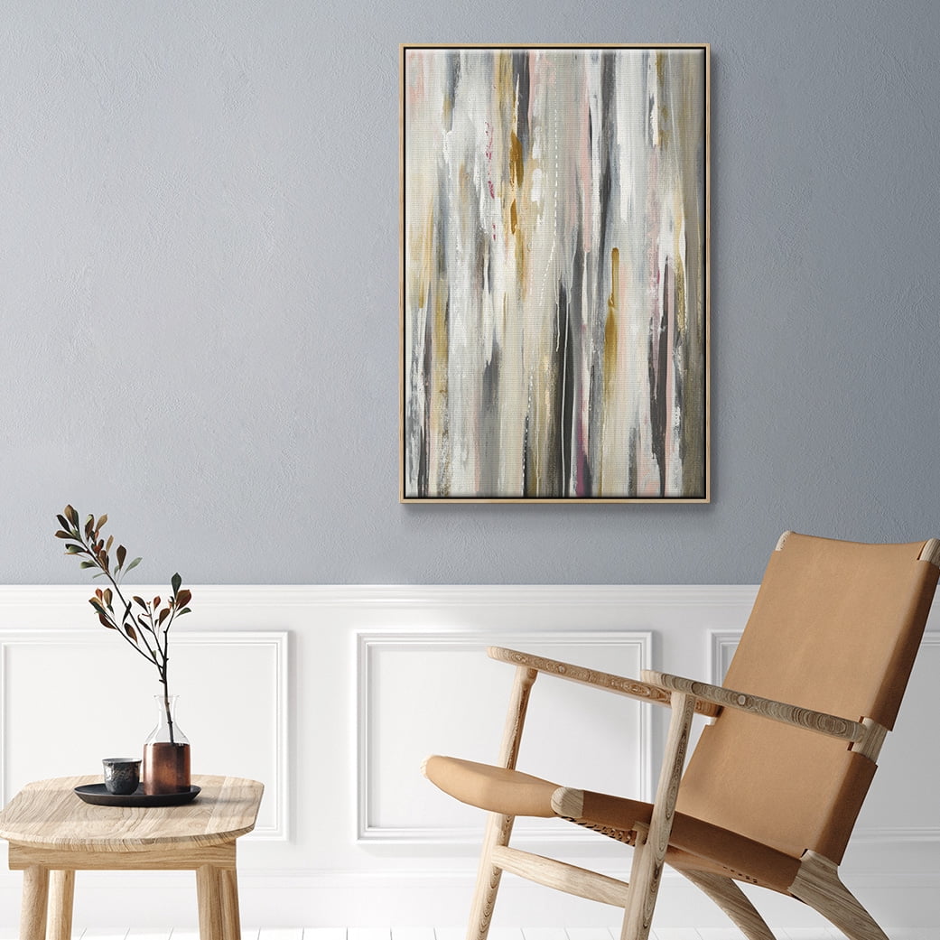 Color Ripple Framed Premium Gallery Wrapped Canvas - Ready to Hang - 27 x 41 - Natural Wood Floating Frame