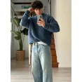 thumbnail image 3 of Fashion Solid Fleece Turtleneck Sweater For Male Casual Loose Long Sleeve Knitted Pullover 2024 Autumn Thicken Warm Men's Jumper, 3 of 5