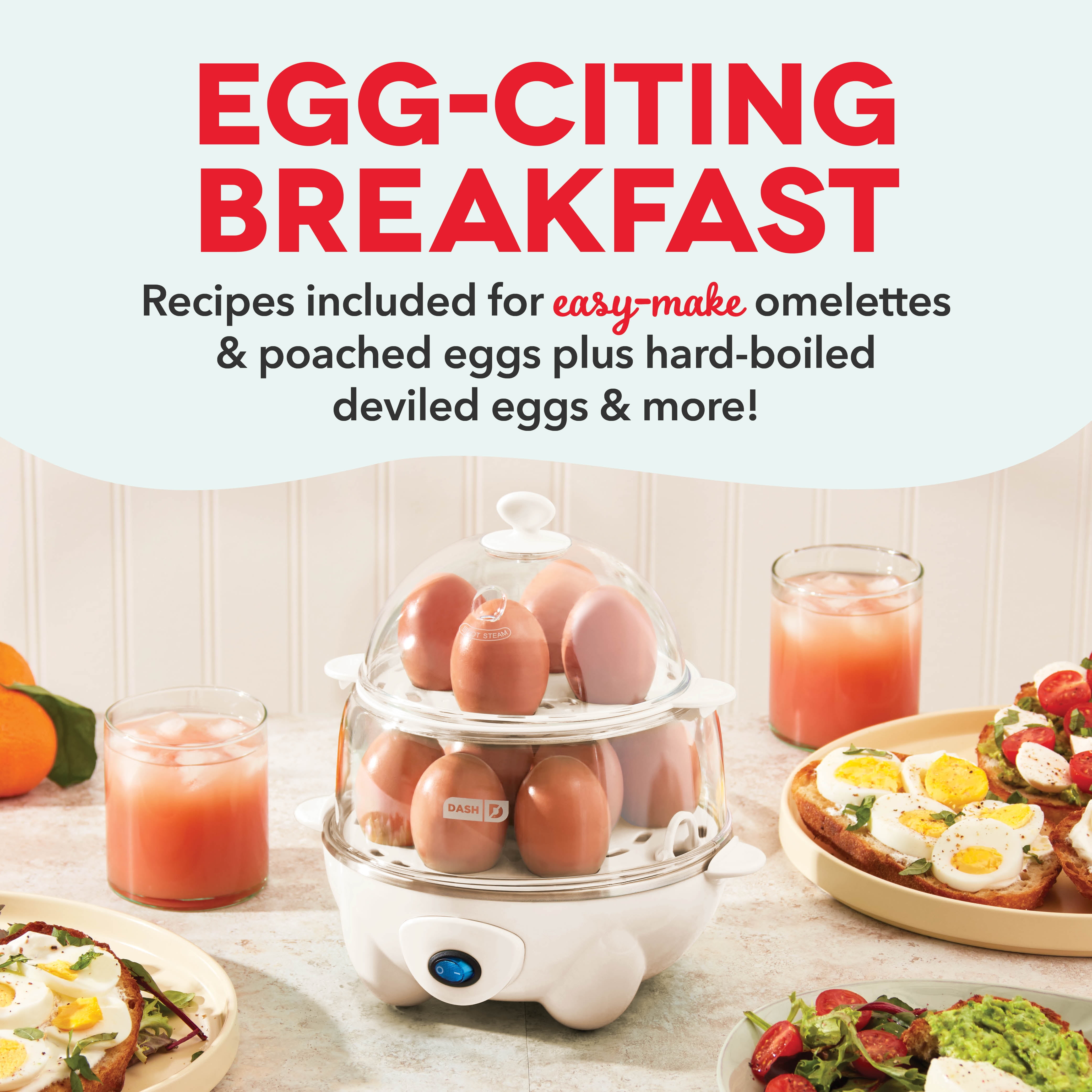 Dash Deluxe Rapid Egg Cooker for Hard Boiled, Poached, Scrambled Eggs, Omelets, Steamed Vegetables, Dumplings & More, 12 Egg Capacity, with Auto Shut off, Cream