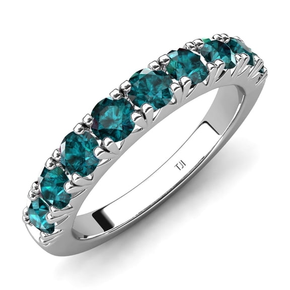 TriJewels 0.99 ctw London Blue Topaz (3.00 mm) 9 Stone Wedding Band in 10K Gold