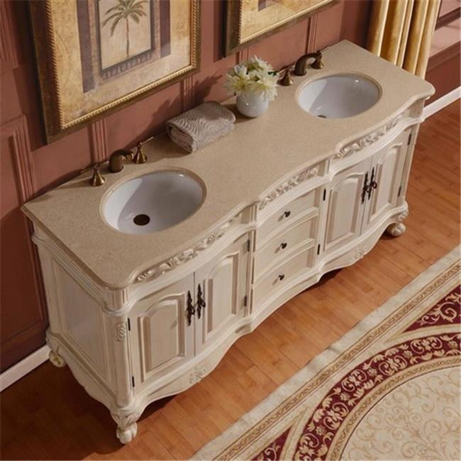 Silkroad Exclusive Traditional Cream Marfil Marble Bathroom Vanity