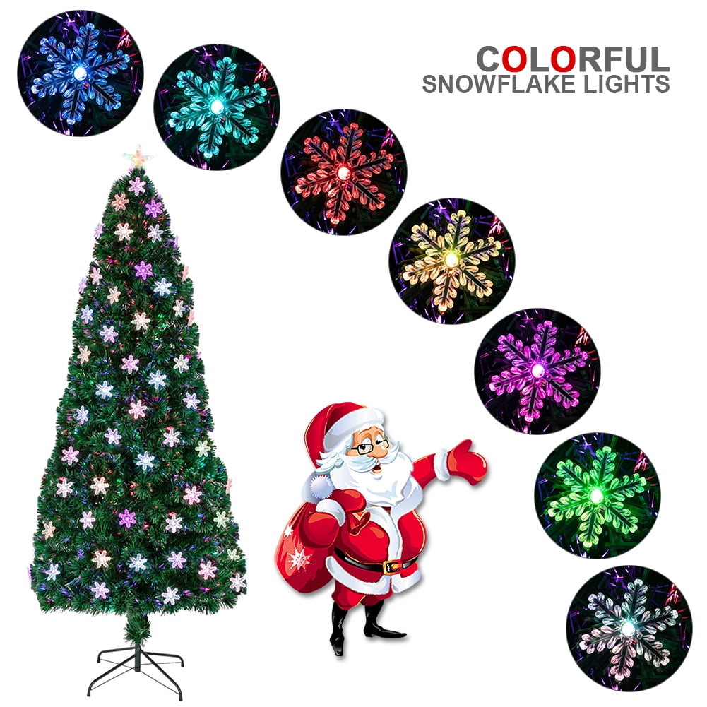 Lowestbest 7FT Artificial Christmas Tree, Pre-Lit Optical Fiber Tree with Multicolored LED Lights & Metal Stand, Christmas Decorations for Indoor, Easy Assembly, 290 Branches (Green) Lowestbest 7FT Artificial Christmas Tree, Pre-Lit Optical Fiber Tree with Multicolored LED Lights & Metal Stand, Christmas Decorations for Indoor, Easy Assembly, 290 Branches (Green)