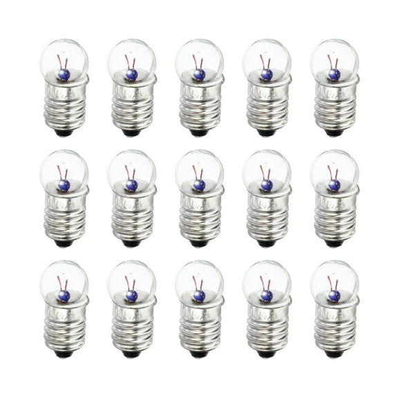 Uxcell 2.5V E10 Warm Yellow Light Mini Incandescent Bulbs with Box 1 Set/15 Count
